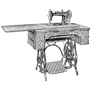 table sewing machine drawing